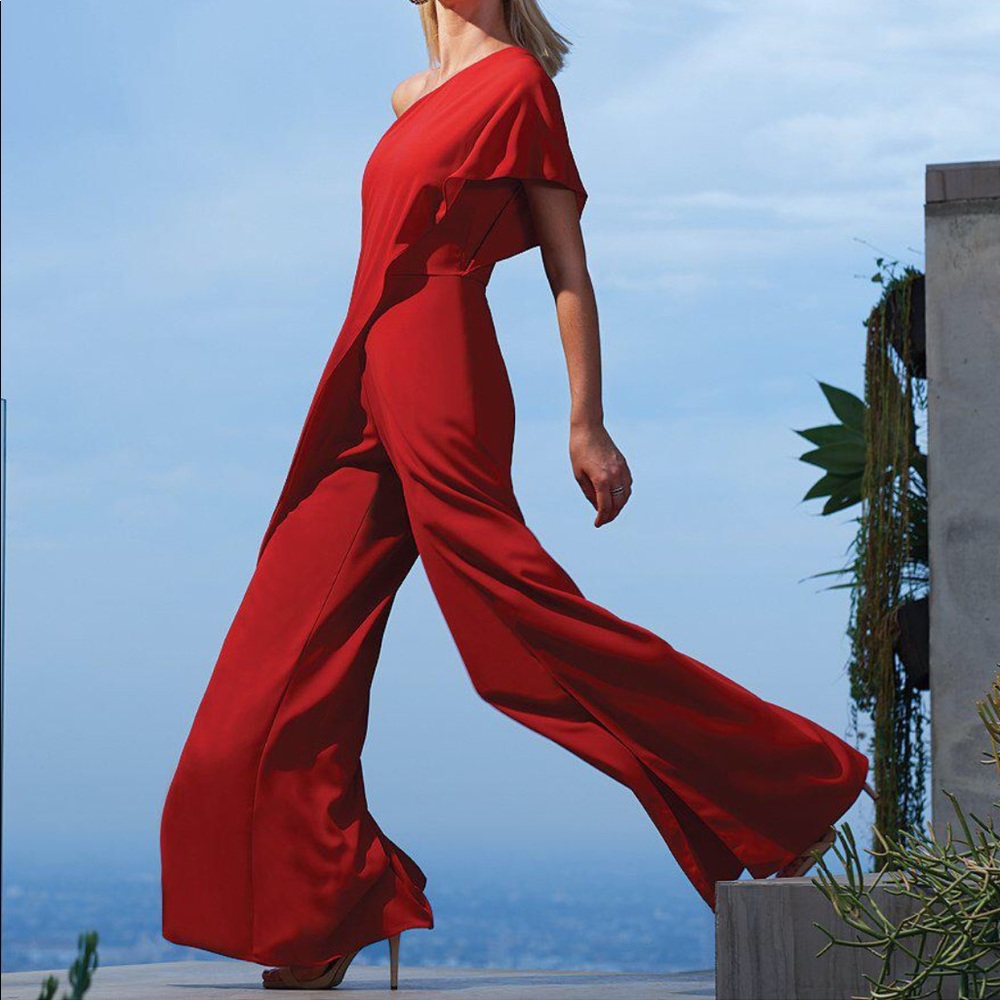 Antonio Melani Nora one shoulder flounce jumpsuit